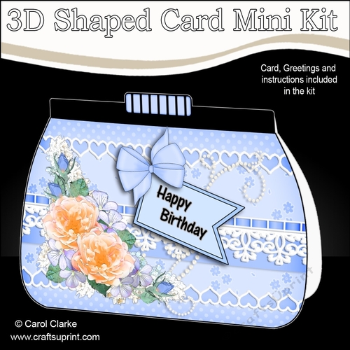 3D Shaped Card  Kit - A Touch of Elegance Flowers, Lace & Pearls Clutch Bag