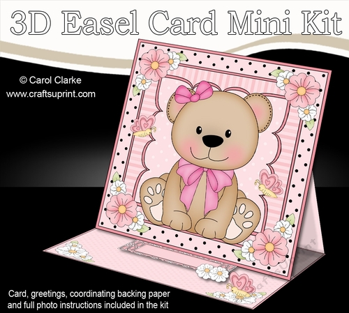 3D Easel Card Mini Kit - Cute Little Teddy Bear