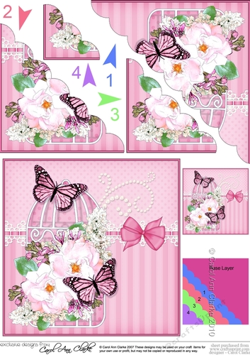 Pretty Flowers & Butterfly Birdcage Scalloped Corner Stacker