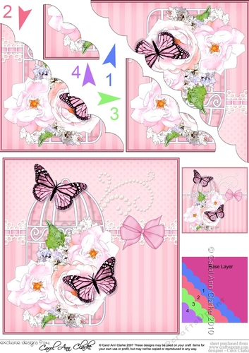 Pretty Flowers & Butterfly Birdcage Scalloped Corner Stacker