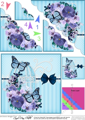Pretty Flowers & Butterfly Birdcage Scalloped Corner Stacker