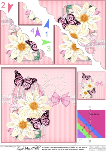 Pretty Flowers & Butterfly Birdcage Scalloped Corner Stacker