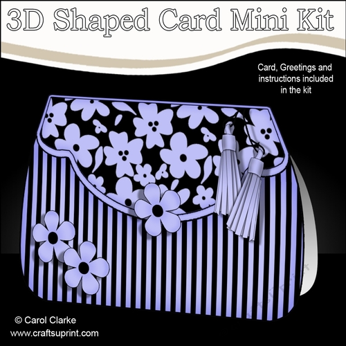 3D Shaped Card  Kit - Pretty Floral Fold Over Clutch Bag