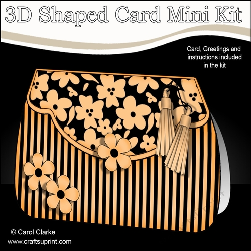 3D Shaped Card  Kit - Pretty Floral Fold Over Clutch Bag