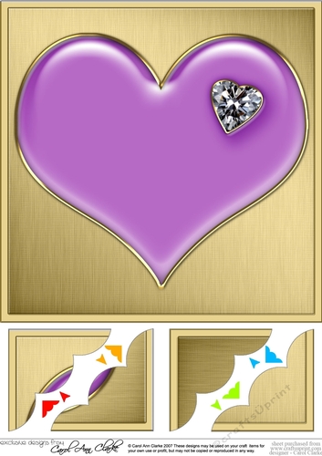 Romantic Enamel Heartwith diamond - 8 x 8 Scalloped corner Topper