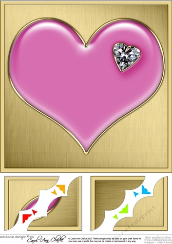 Romantic Enamel Heartwith diamond - 8 x 8 Scalloped corner Topper