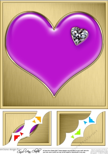 Romantic Enamel Heartwith diamond - 8 x 8 Scalloped corner Topper