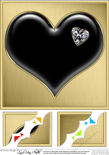 Romantic Enamel Heartwith diamond - 8 x 8 Scalloped corner Topper