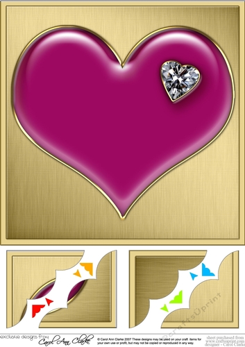 Romantic Enamel Heartwith diamond - 8 x 8 Scalloped corner Topper