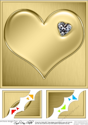 Romantic Enamel Heartwith diamond - 8 x 8 Scalloped corner Topper