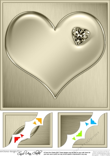 Romantic Enamel Heartwith diamond - 8 x 8 Scalloped corner Topper