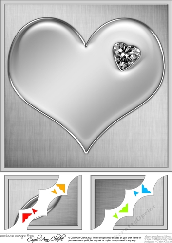 Romantic Enamel Heartwith diamond - 8 x 8 Scalloped corner Topper