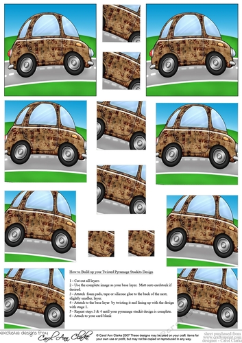 Funky Car with Graffiti -  Twisted Pyramage sheet