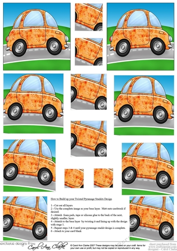 Funky Car with Graffiti -  Twisted Pyramage sheet