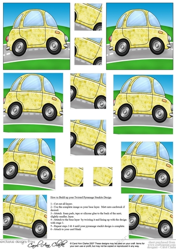 Funky Car with Graffiti -  Twisted Pyramage sheet