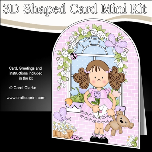 3D Shaped Card  Kit - Country Cottage Girlz Zoe has a Teddy Bear