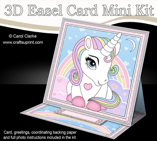 3D Easel Card Mini Kit - Cute Little Unicorn