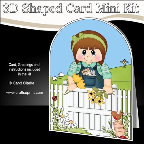 3D Shaped Card  Kit - In the Garden - Young Lady is picking Flowers