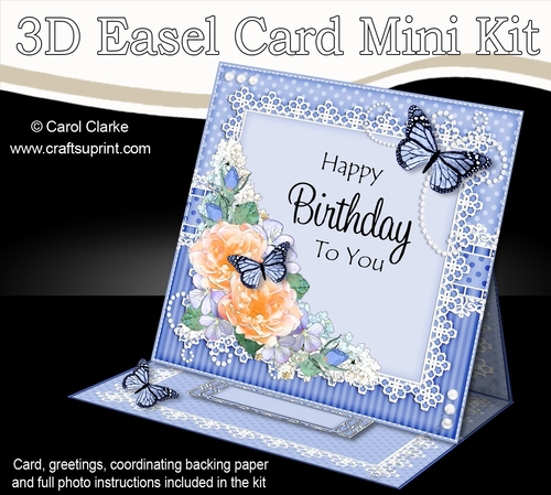 3D Easel Card Mini Kit - A Touch of Elegance Birthday - Flowers, Lace, Butterflies & Pearls