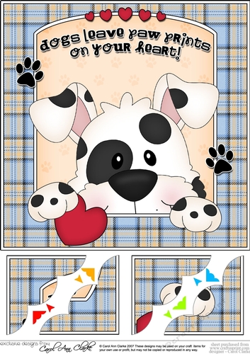 8 x 8 Scalloped Corner Topper - Dogs Leave Paw Prints - Spotty Dog