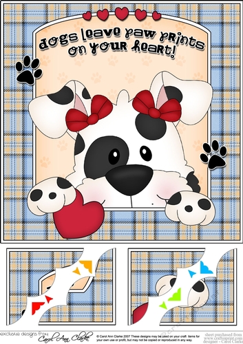 8 x 8 Scalloped Corner Topper - Dogs Leave Paw Prints - Spotty Dog