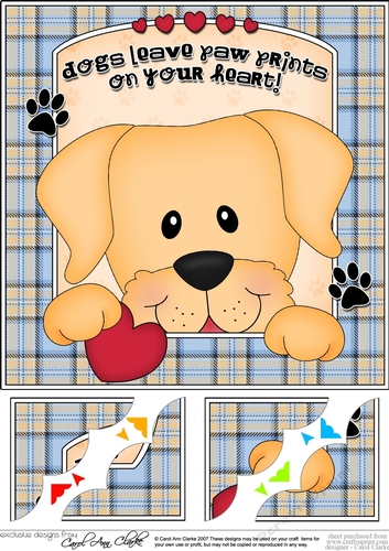 8 x 8 Scalloped Corner Topper - Dogs Leave Paw Prints - Golden Labrador