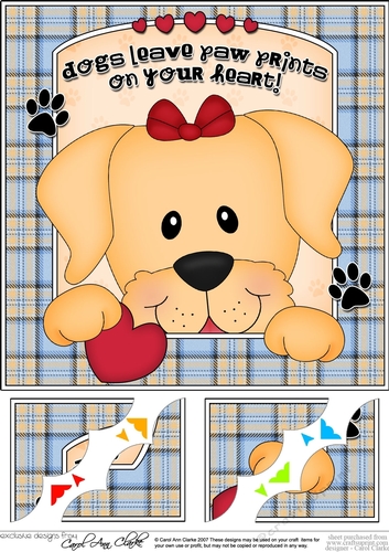 8 x 8 Scalloped Corner Topper - Dogs Leave Paw Prints - Golden Labrador