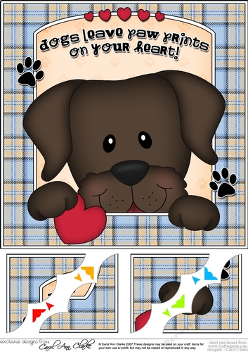 8 x 8 Scalloped Corner Topper - Dogs Leave Paw Prints - Chocolate Labrador Dog 