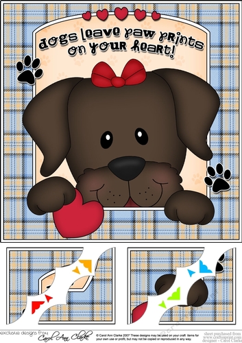 8 x 8 Scalloped Corner Topper - Dogs Leave Paw Prints - Chocolate Labrador Dog 