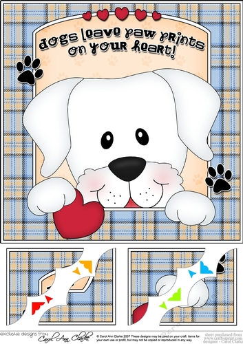 8 x 8 Scalloped Corner Topper - Dogs Leave Paw Prints - White Labrador Dog