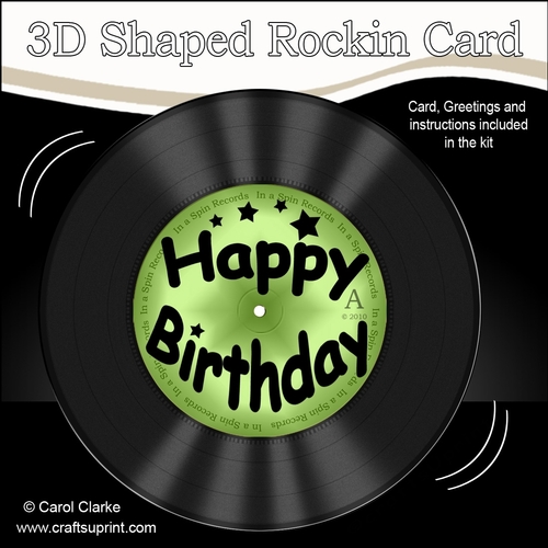 3D Shaped Rocking Card Kit - On the Record - Happy Birthday