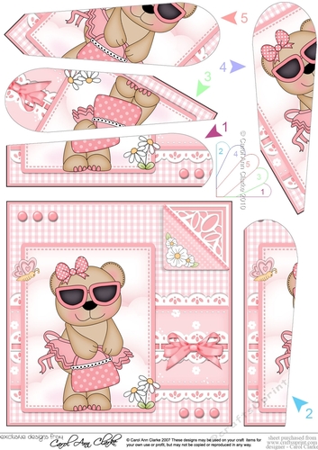 Cute Little Livvy Bear & Lace Fan Pyramage Topper