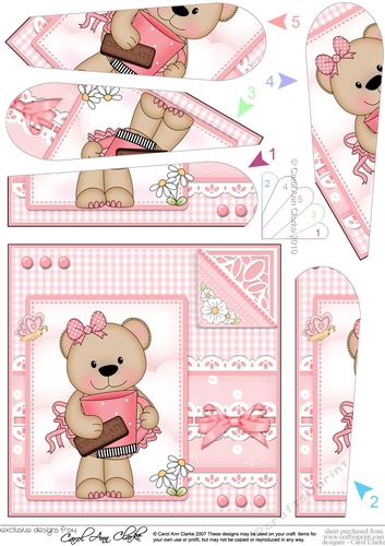 Cute Little Livvy Bear & Lace Fan Pyramage Topper