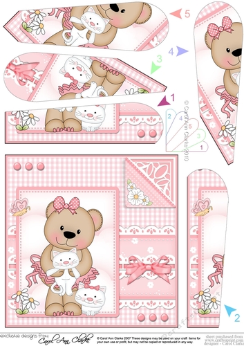 Cute Little Livvy Bear & Lace Fan Pyramage Topper