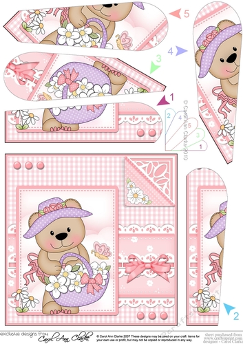 Cute Little Livvy Bear & Lace Fan Pyramage Topper