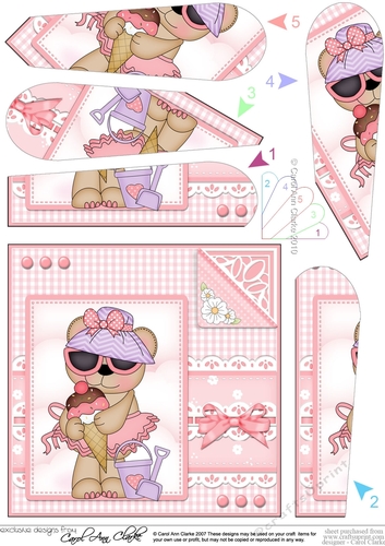Cute Little Livvy Bear & Lace Fan Pyramage Topper