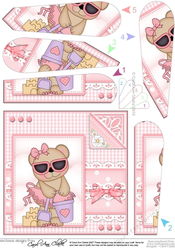 Cute Little Livvy Bear & Lace Fan Pyramage Topper