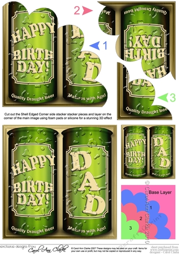 Birthday DAD Cans of Beer Shell Edged Corner Side Stacker