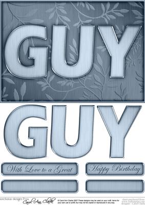 A5 Elegant Metallic Words Guy Quick Card with 3D Decoupage