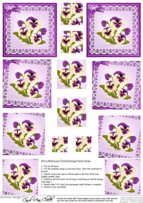 Pansies on Butterfly Lace Twisted Pyramage Sheet