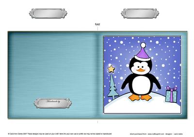 Xmas Penguin Cut and Fold Card