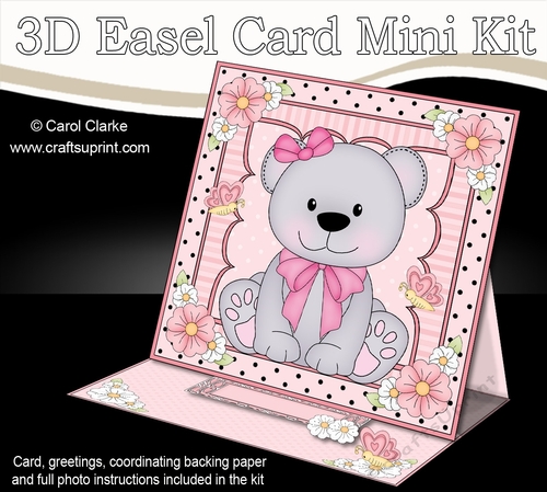 3D Easel Card Mini Kit - Cute Little Teddy Bear