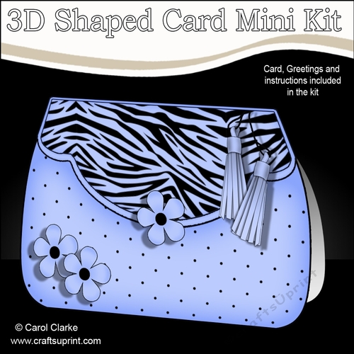 3D Shaped Card  Kit - Zebra Print & Spots Fold Over Clutch Bag