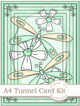 A4 Dreamy Dragonflies in Green Tunnel Card Kit