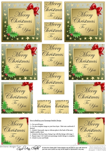 Elegant Christmas Greeting Pyramage sheet