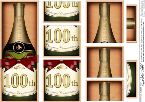 DL 100th Birthday Champagne in a Box with top & bottom stacker