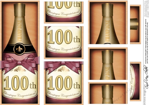 DL 100th Birthday Champagne in a Box with top & bottom stacker