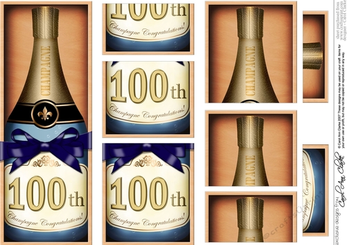 DL 100th Birthday Champagne in a Box with top & bottom stacker