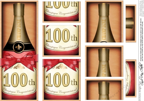 DL 100th Birthday Champagne in a Box with top & bottom stacker