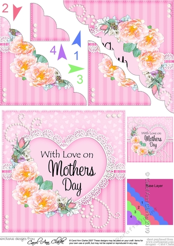 Mothers Day Flowers, Lace & Pearls Scalloped Corner Stacker